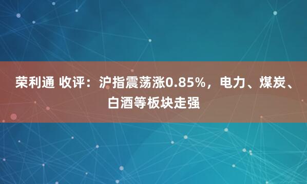荣利通 收评：沪指震荡涨0.85%，电力、煤炭、白酒等板块走强
